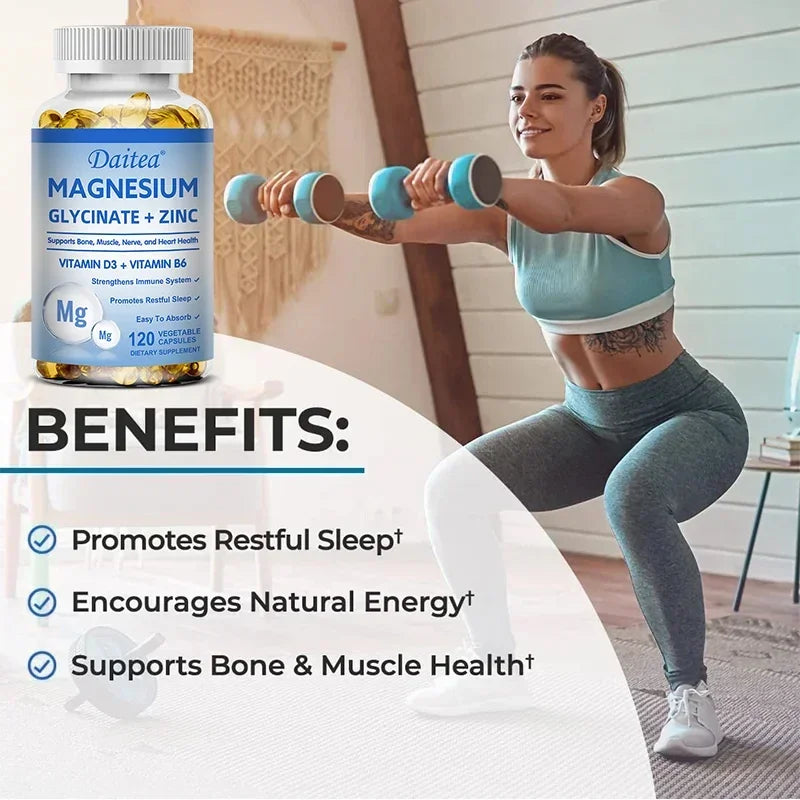 Magnesium Zinc & Vitamin D3- for Sleep, Bones, Heart, Immune Support