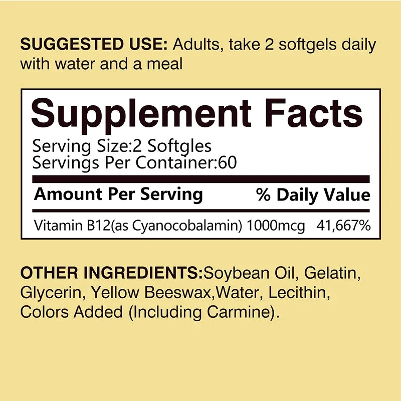 Vitamin B12 Capsules – Energy, Brain &amp; Nervous System Support