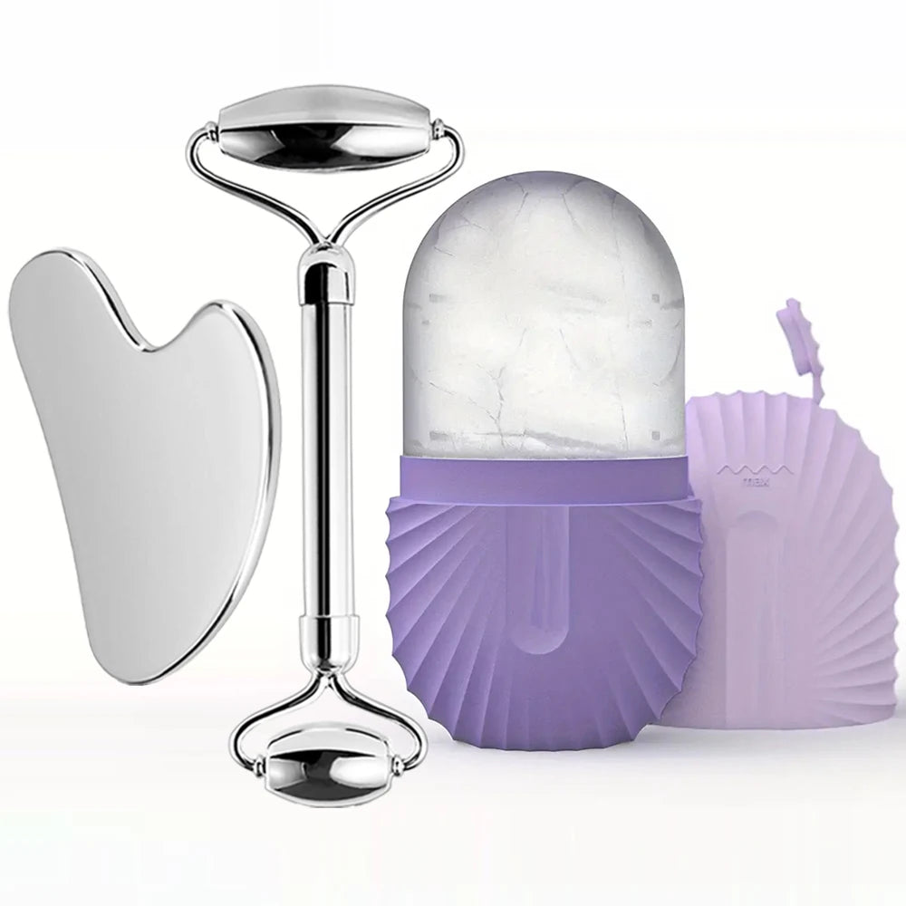 3-in-1 Skincare Kit - Face Roller, Gua Sha & Ice Roller