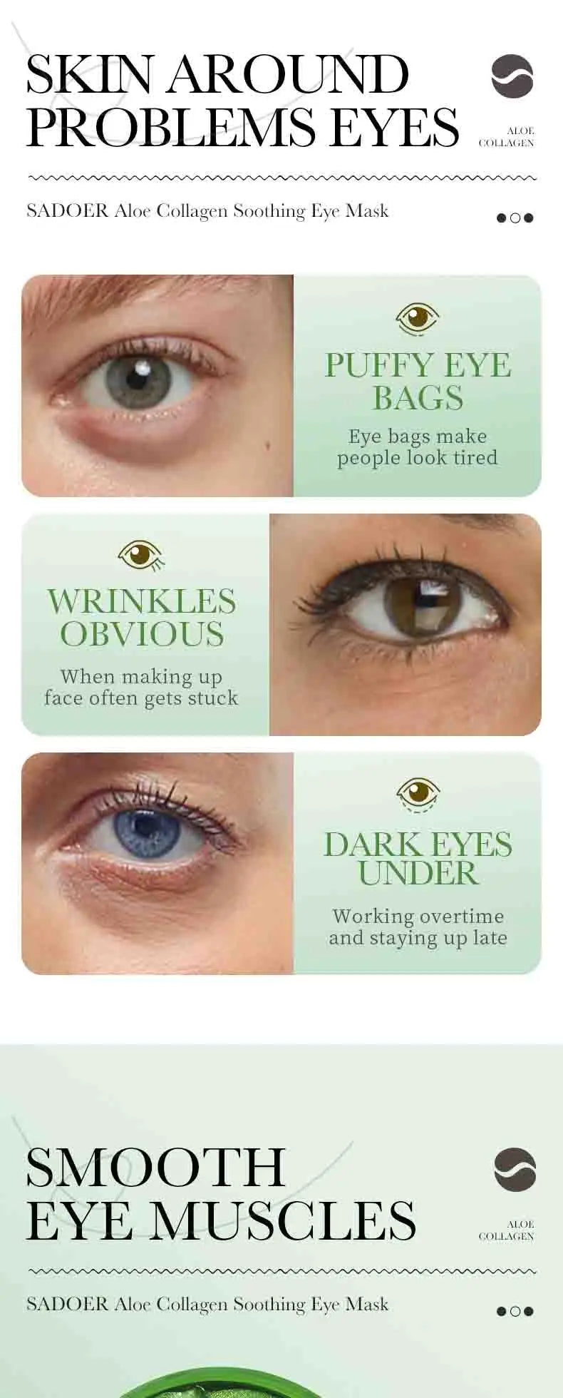 Aloe Vera Collagen Eye Mask – Anti-Dark Circles, Moisturizing & Firming Eye Patches