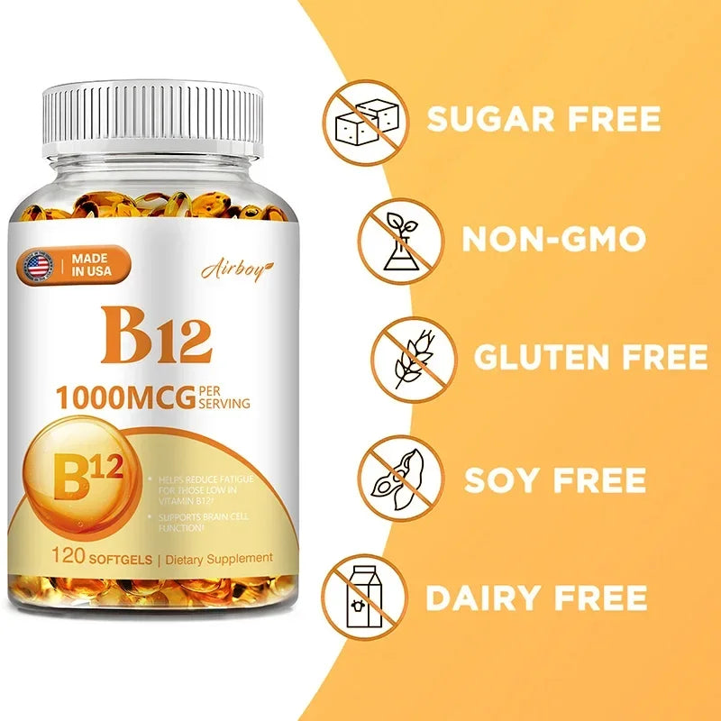 Vitamin B12 Capsules – Energy, Brain &amp; Nervous System Support