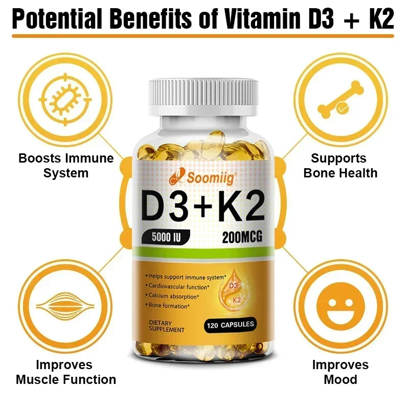 Vitamin D3 + K2 Capsules – Bone, Heart &amp; Immune Support