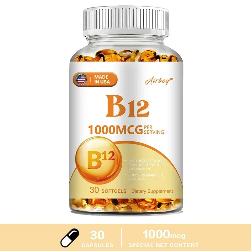 Vitamin B12 Capsules – Energy, Brain &amp; Nervous System Support