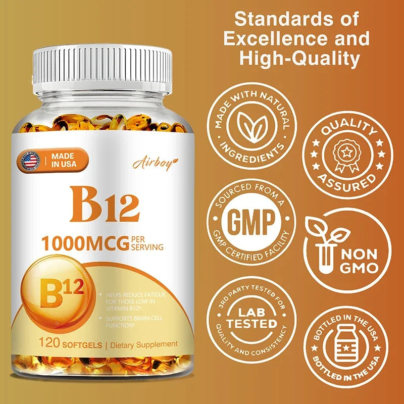 Vitamin B12 Capsules – Energy, Brain &amp; Nervous System Support