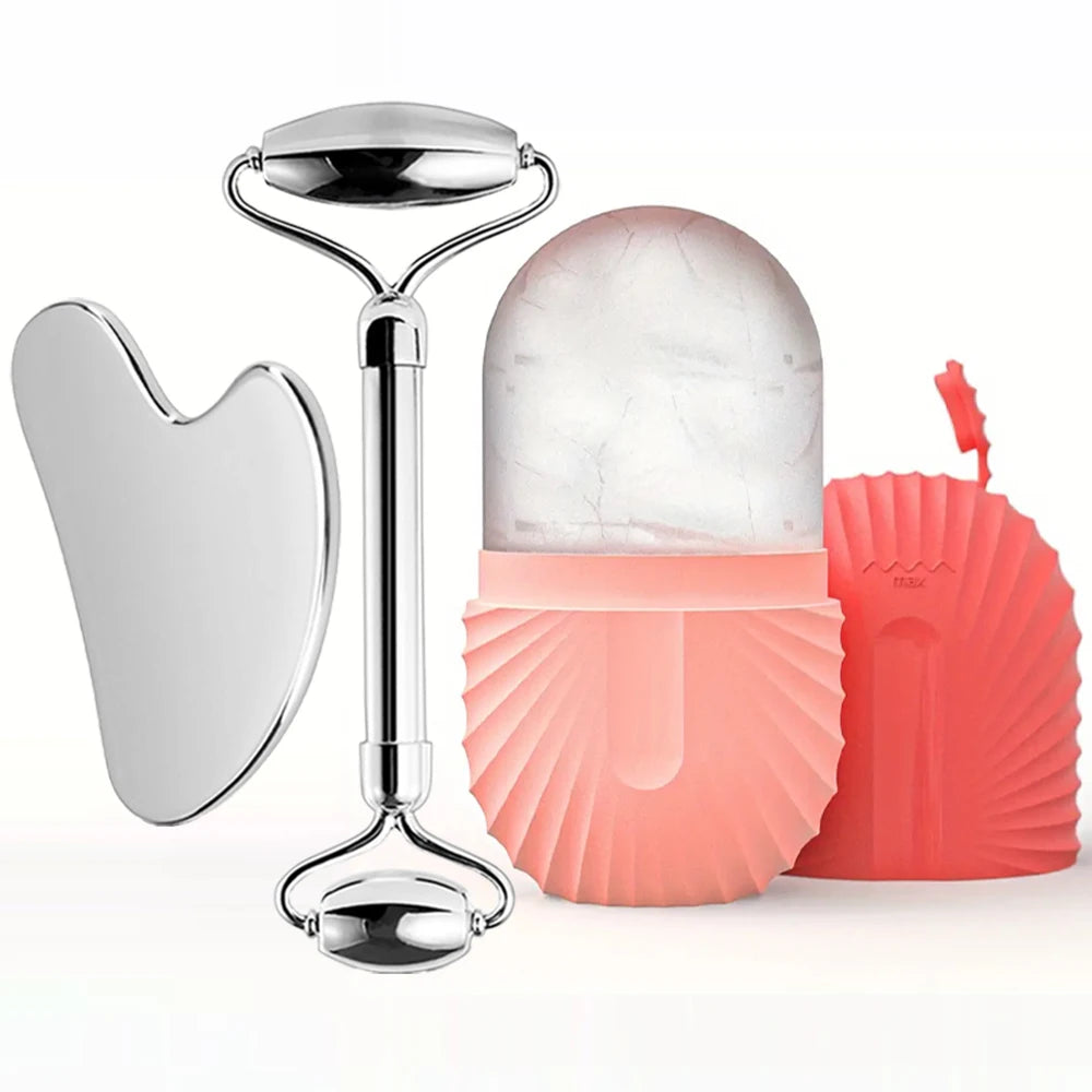 3-in-1 Skincare Kit - Face Roller, Gua Sha & Ice Roller