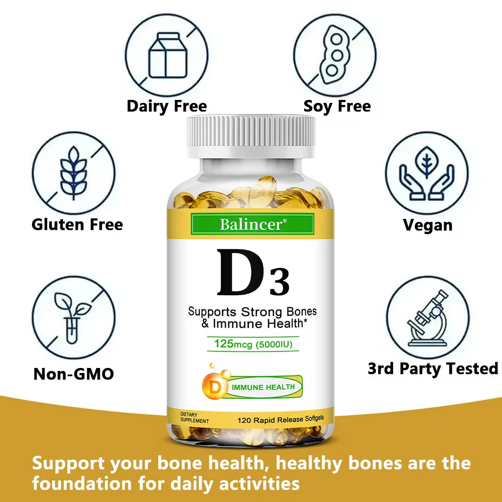 Vitamin D3 Capsules – Bone, Muscle &amp; Immune Support