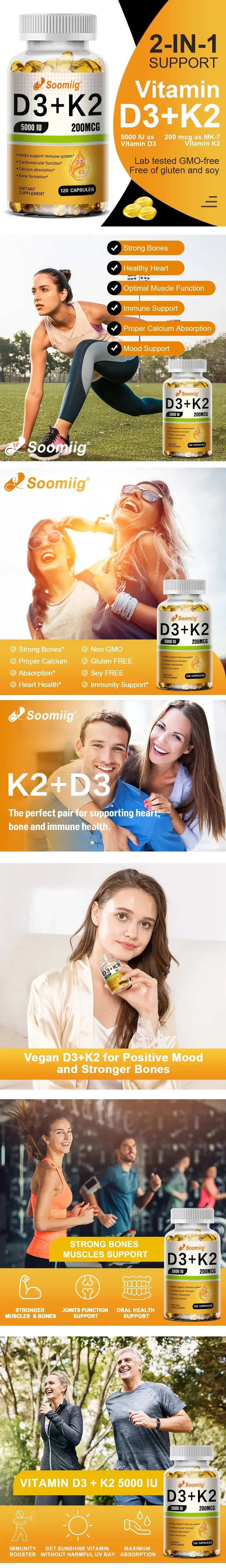 Vitamin D3 + K2 Capsules – Bone, Heart &amp; Immune Support