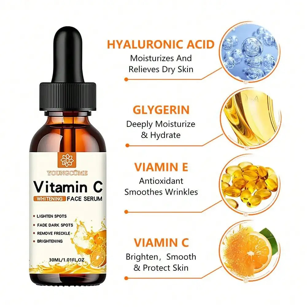 Vitamin C + Hyaluronic Acid Facial Essence – Brightening, Anti-Aging & Moisturizing Serum (30ml)