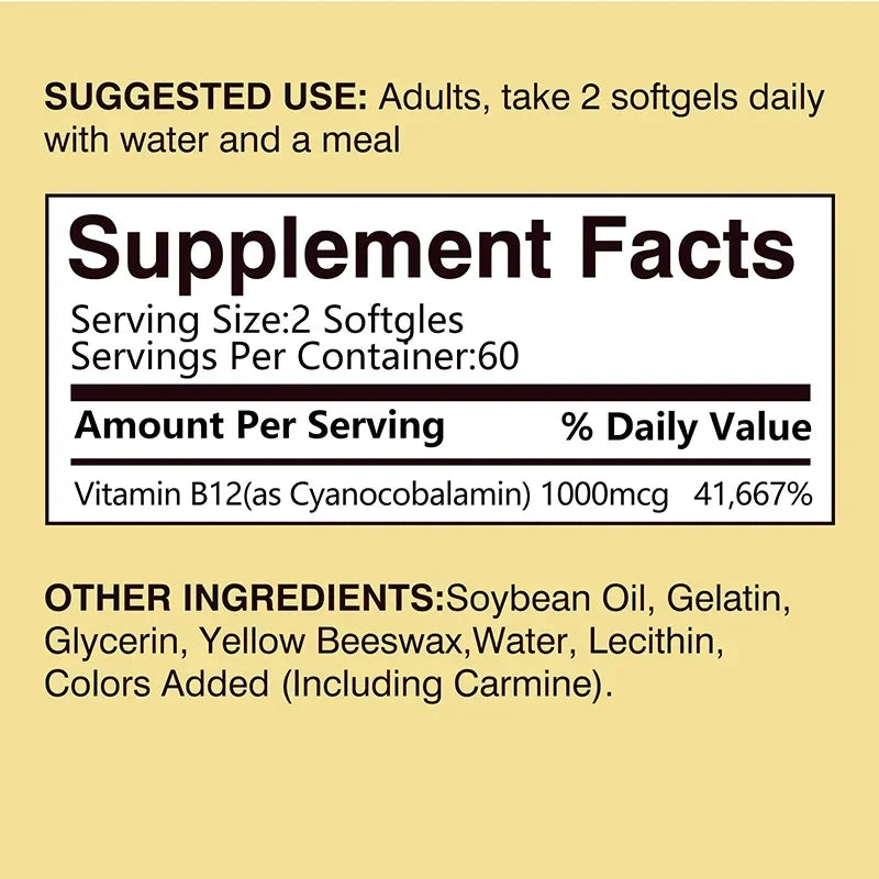 Vitamin B12 Capsules – Energy, Brain &amp; Nervous System Support
