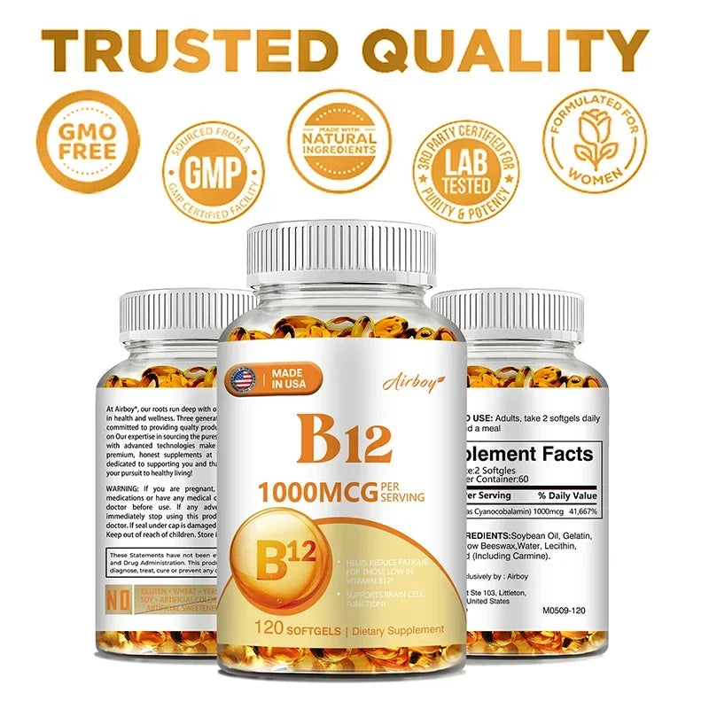 Vitamin B12 Capsules – Energy, Brain &amp; Nervous System Support